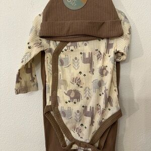 Charming Brown and Cream Animal Print Bodysuit Set